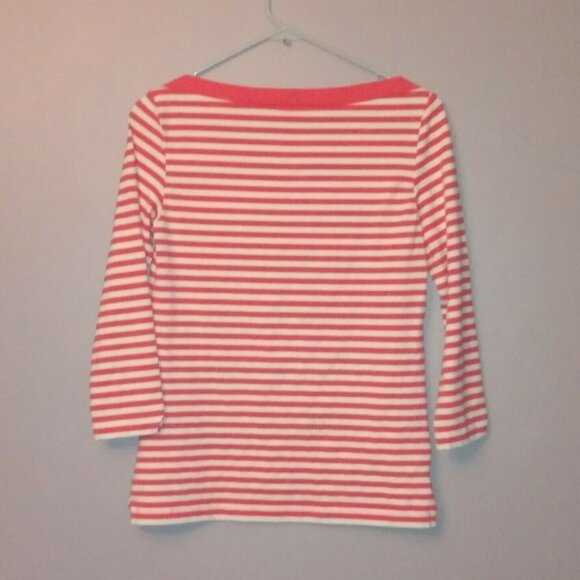 Kate Spade Women’s Small Striped T-shirt with Bow Coral Pink Orange - Picture 4 of 6